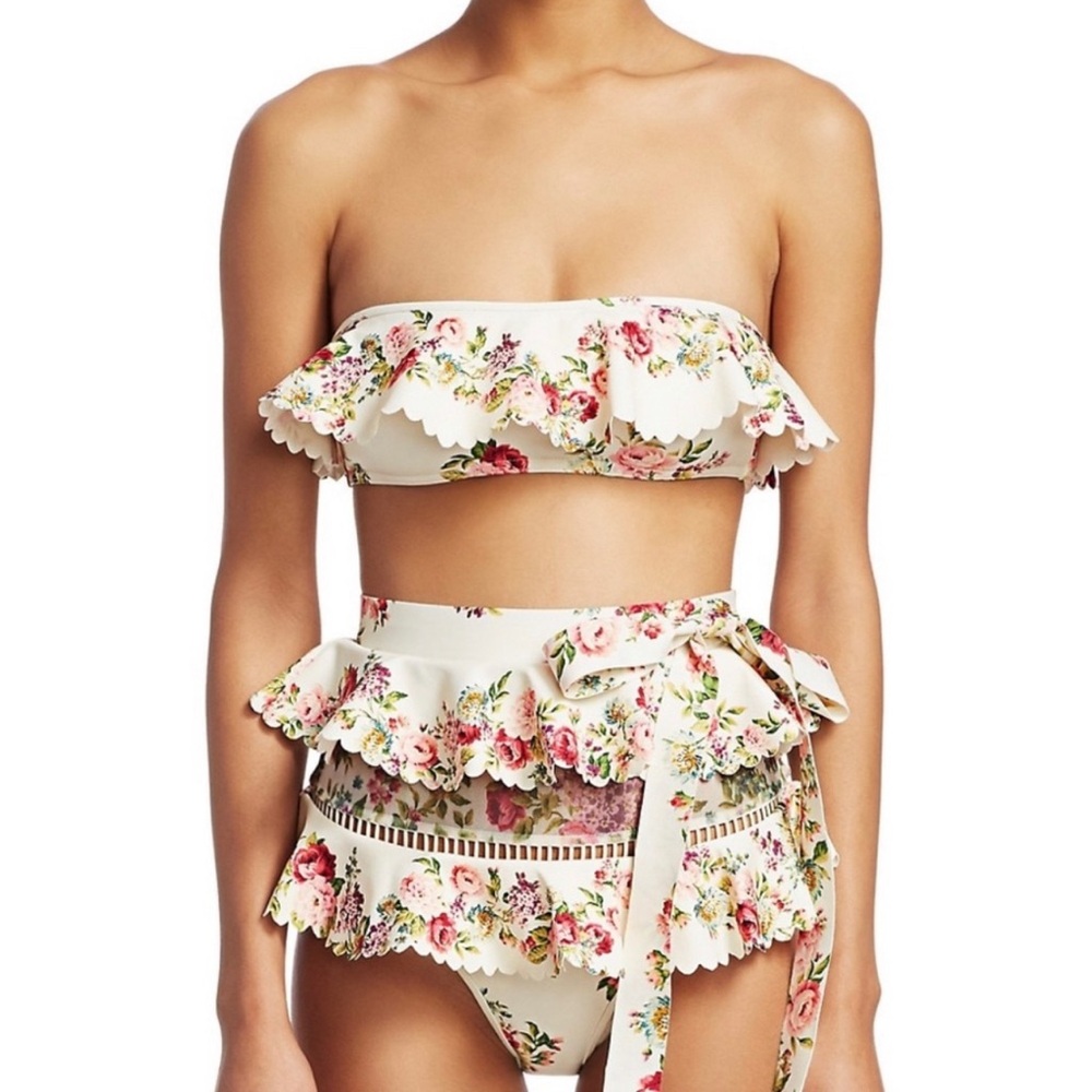 Zimmermann Honour Strapless Scallop Bikini Top